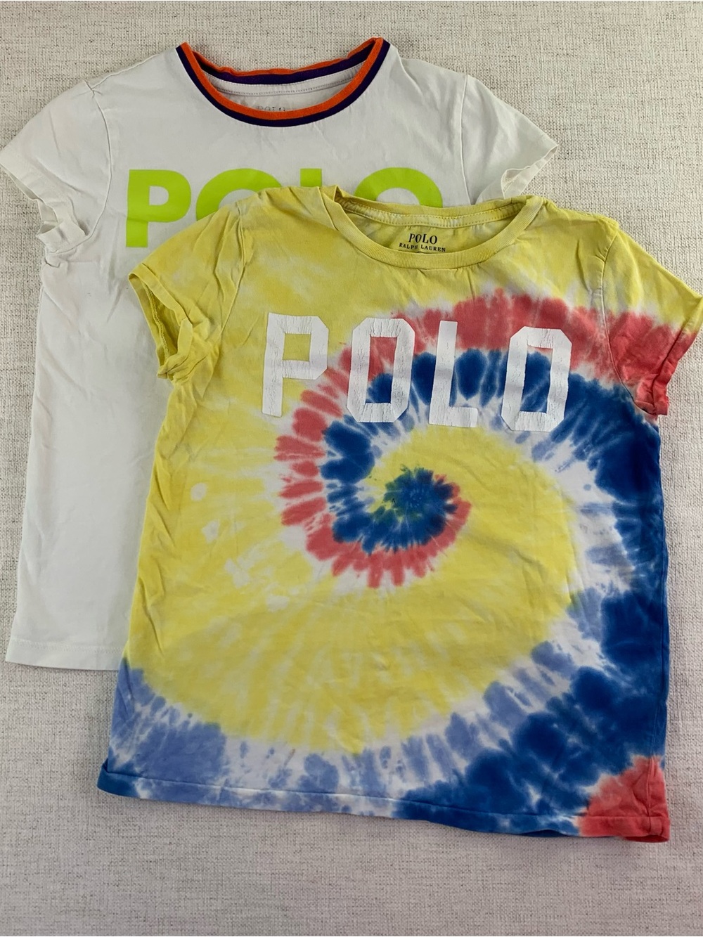 Lot of 2 Polo by Ralph Lauren girl's Tie-Dye Logo T-Shirt short sleeve crew neck